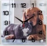2525-017  "Кошка с собакой" часы настенные
