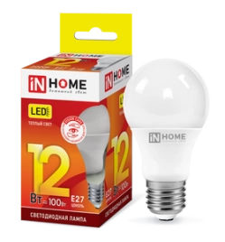 Лампа LED-A60-VC 12Вт Е27 3000К  IN HOME