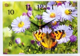 2525-38  "Бабочки на полев.цветах" часы настенные