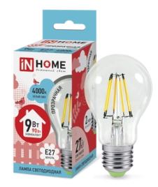 Лампа LED-A60-deco 9Вт Е27 4000К IN HOME