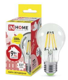 Лампа LED-A60-deco 9Вт Е27 3000К IN HOME