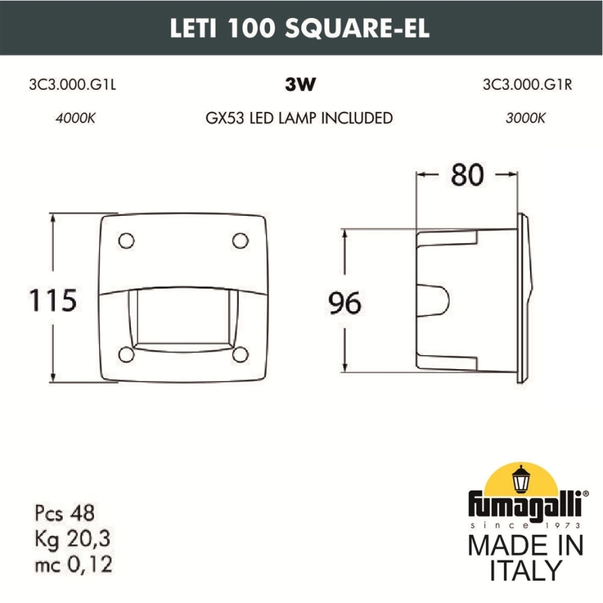 Уличный светодиодный светильник Fumagalli Leti 100 Square-EL 3C3.000.000.LYG1L фото 2