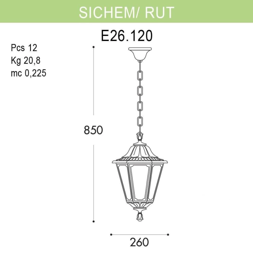 Уличный подвесной светильник Fumagalli Sichem/Rut E26.120.000.AXF1R фото 3