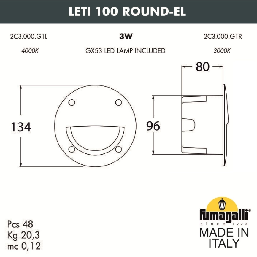 Уличный светодиодный светильник Fumagalli Leti 100 Round-EL 2C3.000.000.AYG1L фото 2