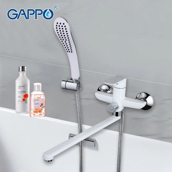 Смеситель для ванны и умывальника 35к G2248 GAPPO L-излив, БЕЛЫЙ-ХРОМ* фото 1