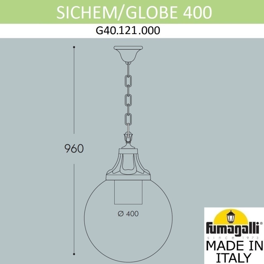 Подвесной уличный светильник Fumagalli SICHEM/Globe 400 G40.121.000.AYE27 фото 2