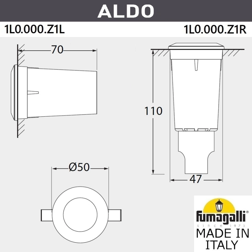 Грунтовый светильник светильник Fumagalli ALDO 1L0.000.000.LXZ1L фото 2