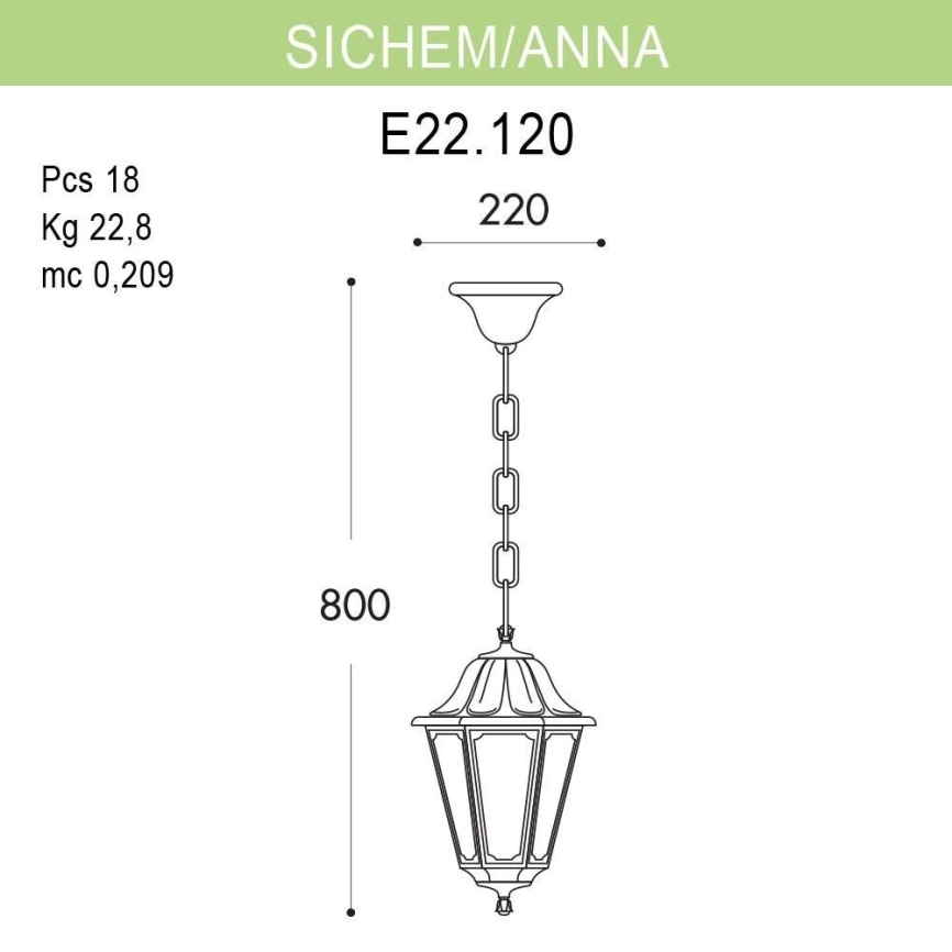 Уличный подвесной светильник Fumagalli Sichem/Anna E22.120.000.BXF1R фото 2