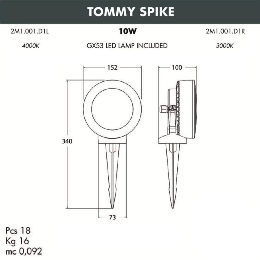 Ландшафтный светодиодный светильник Fumagalli Tommy Spike 2M1.001.000.WXD1L фото 3