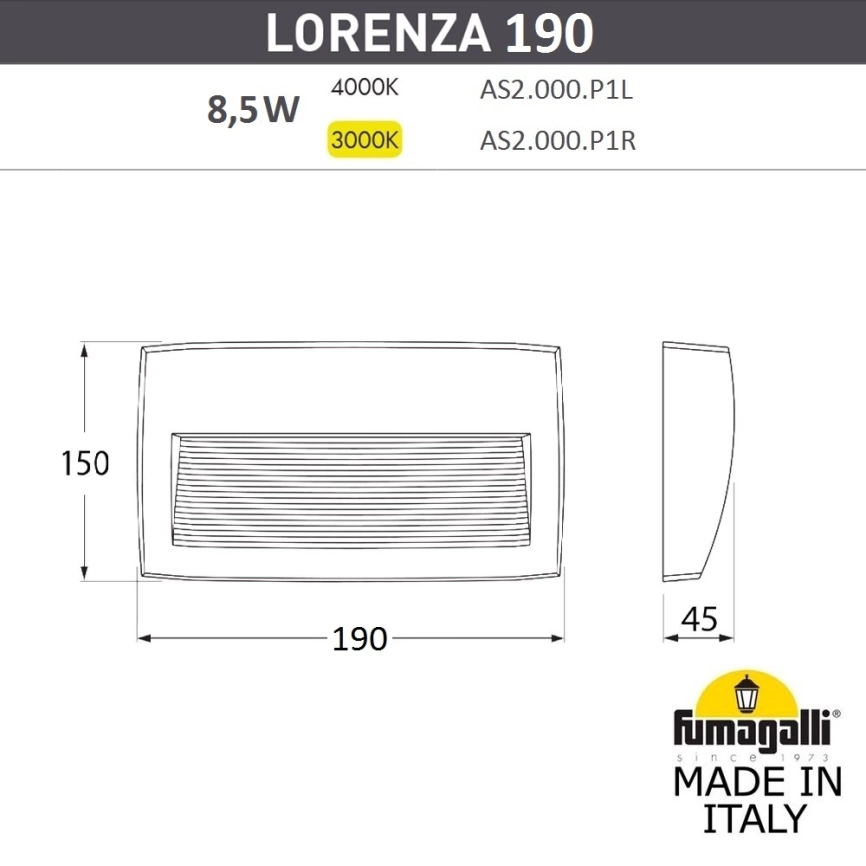 Светильник для подсветки лестниц накладной Fumagalli Lorenza 190 AS2.000.000.WXK1L фото 2