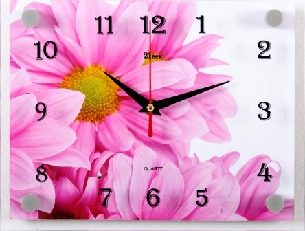 2026-1232  "Розовые хризантемы" часы настенные фото 1