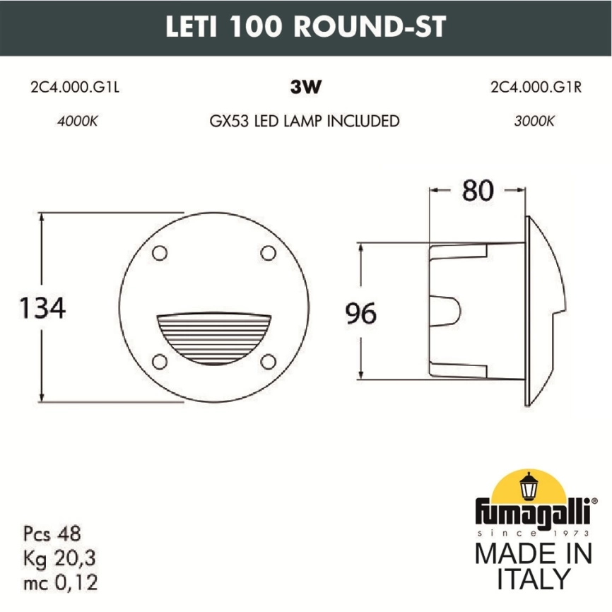 Уличный светодиодный светильник Fumagalli Leti 100 Round-ST 2C4.000.000.LYG1L фото 2