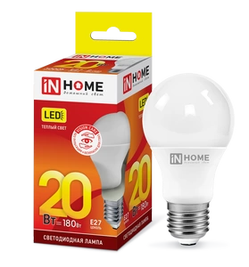 Лампа LED-A60-VC 20Вт Е27 3000К IN HOME фото 1