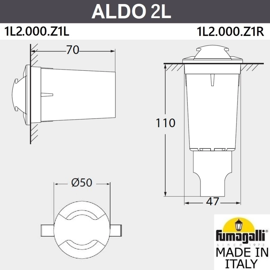Грунтовый светильник светильник Fumagalli ALDO 2L 1L2.000.000.LXZ1L фото 2