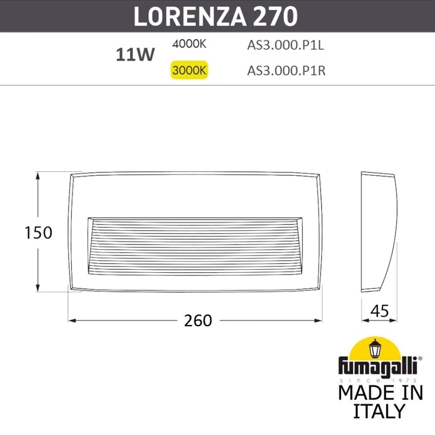 Светильник для подсветки лестниц накладной Fumagalli Lorenza 270 AS3.000.000.WXP1L фото 2
