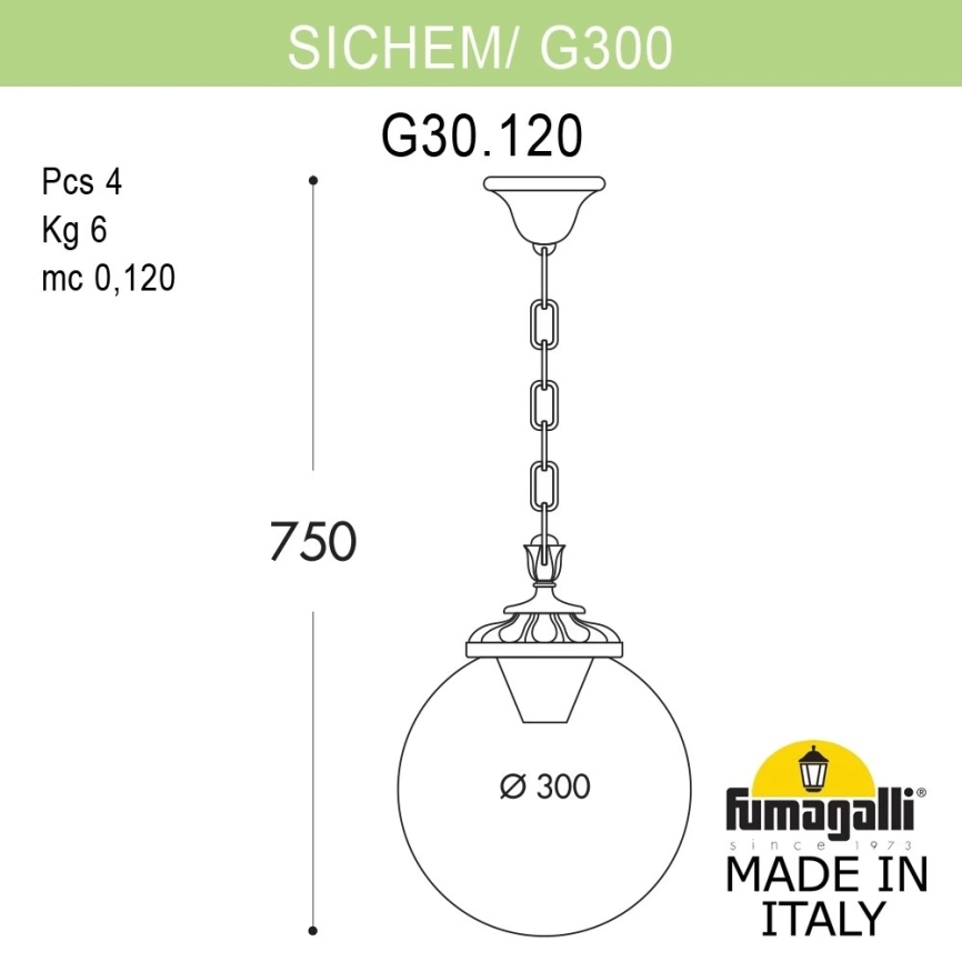G30.120.000.BXE27 Светильник уличный подвесной FUMAGALLI SICHEM/G300 фото 2