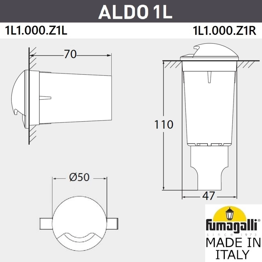 Грунтовый светильник светильник Fumagalli ALDO 1L 1L1.000.000.AXZ1L фото 2