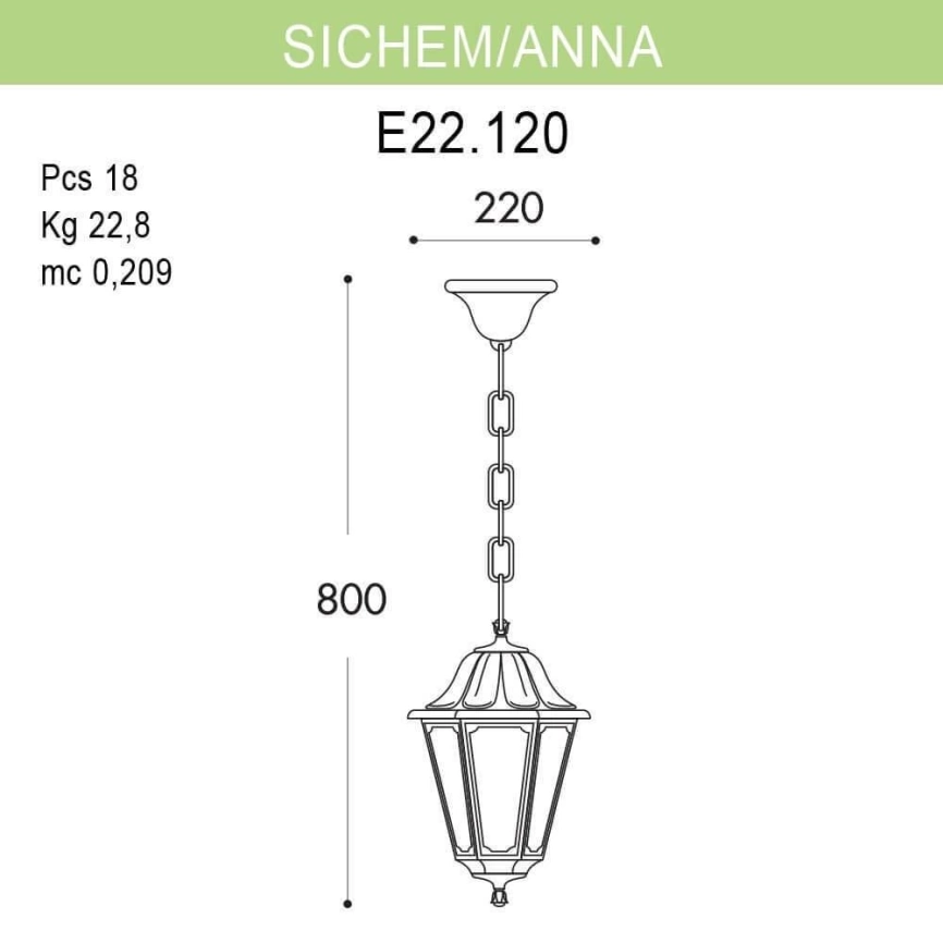 Уличный подвесной светильник Fumagalli Sichem/Anna E22.120.000.AYF1R фото 2