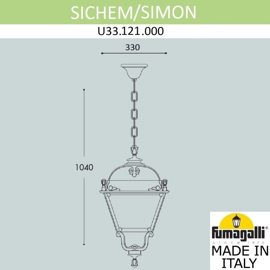 Подвесной уличный светильник Fumagalli SICHEM/SIMON U33.121.000.AYH27 фото 2