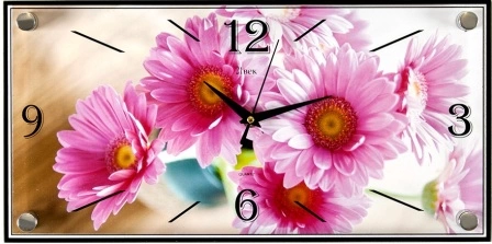 1939-737  "Розовые хризантемы"часы настенные фото 1