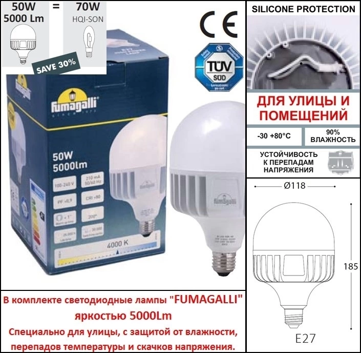 Парковый фонарь Fumagalli EKTOR 3000/MIDIPILAR/VIVI 1L LED-HIP V50.365.A10.LXH27 фото 3