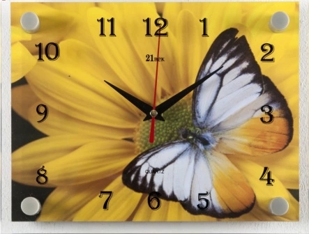 2026-193  "Бабочка на желт.хризант" часы настенные фото 1